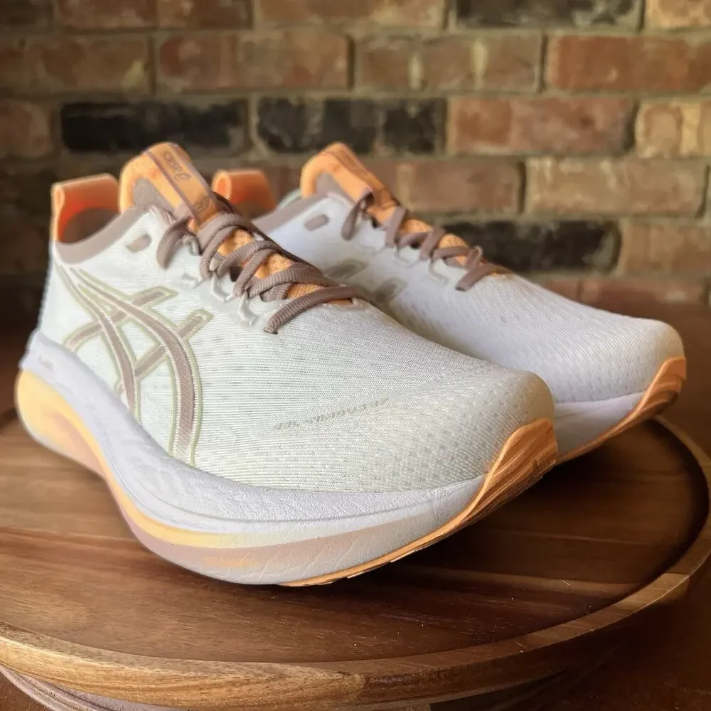 Asics Gel Nimbus 27 Womens Size 9 White Orange Athletic Running Shoes Sneakers